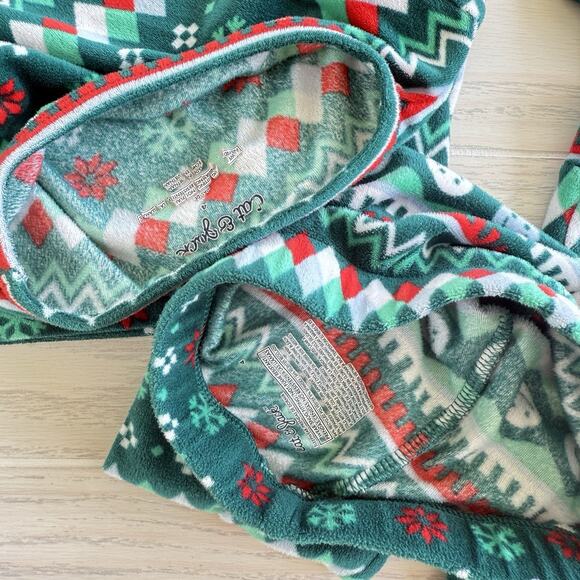 Cat & Jack Kids Pajama Set Size 4 – Fairisle Christmas Green Snug Fit - Picture 3 of 5